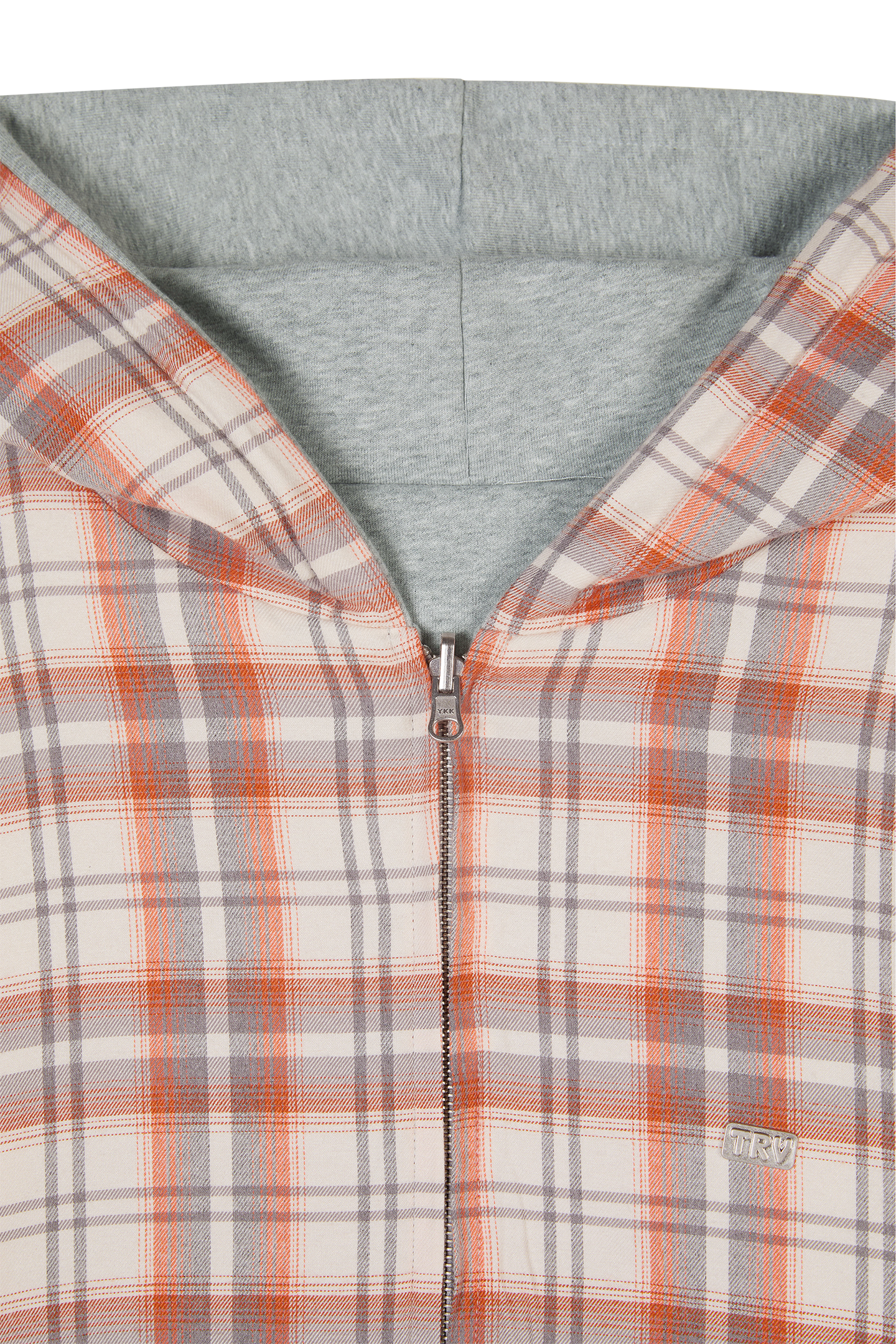 Reversible Flannel Zip-Hoodie Orange