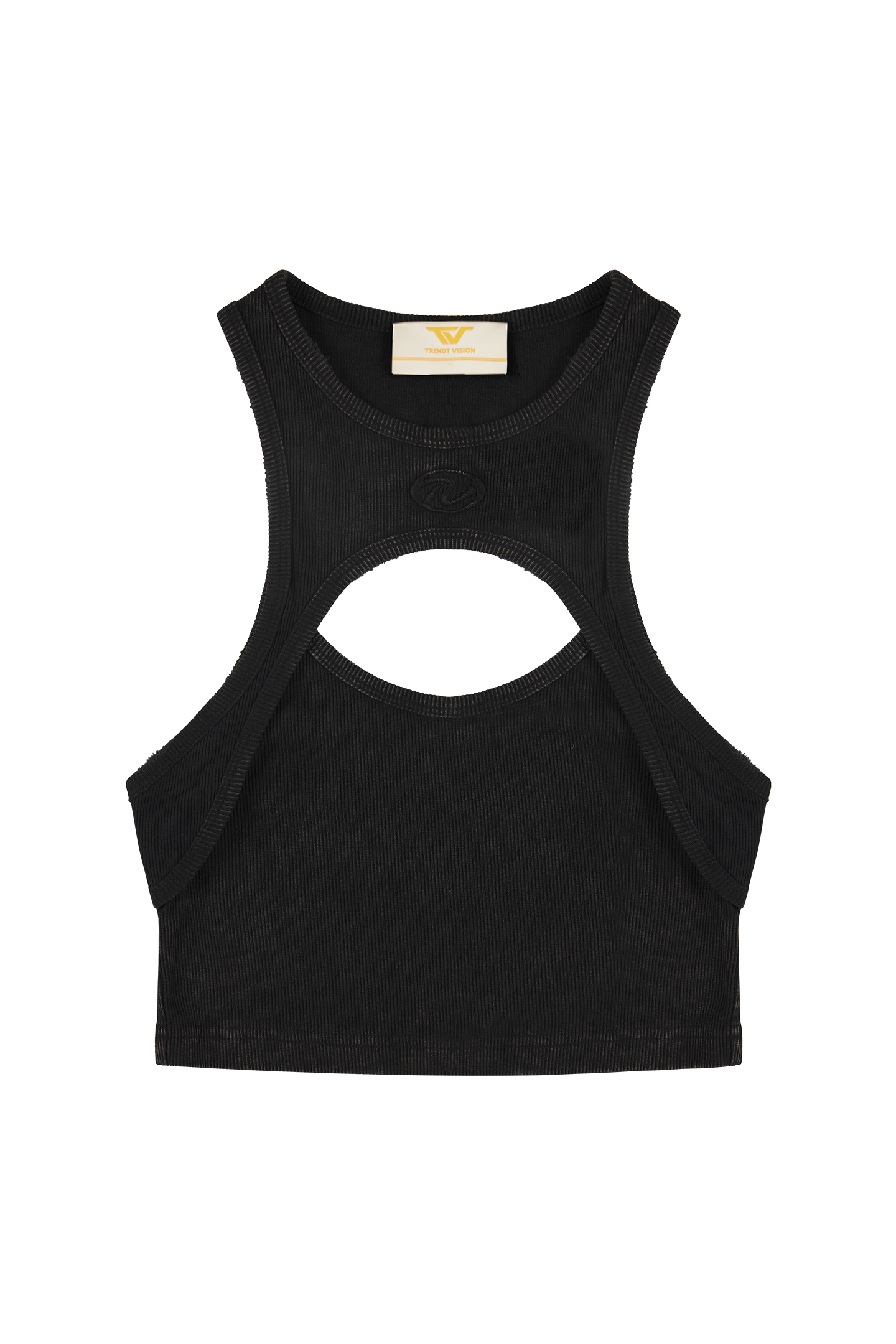 Black "Echoes" Crop Top