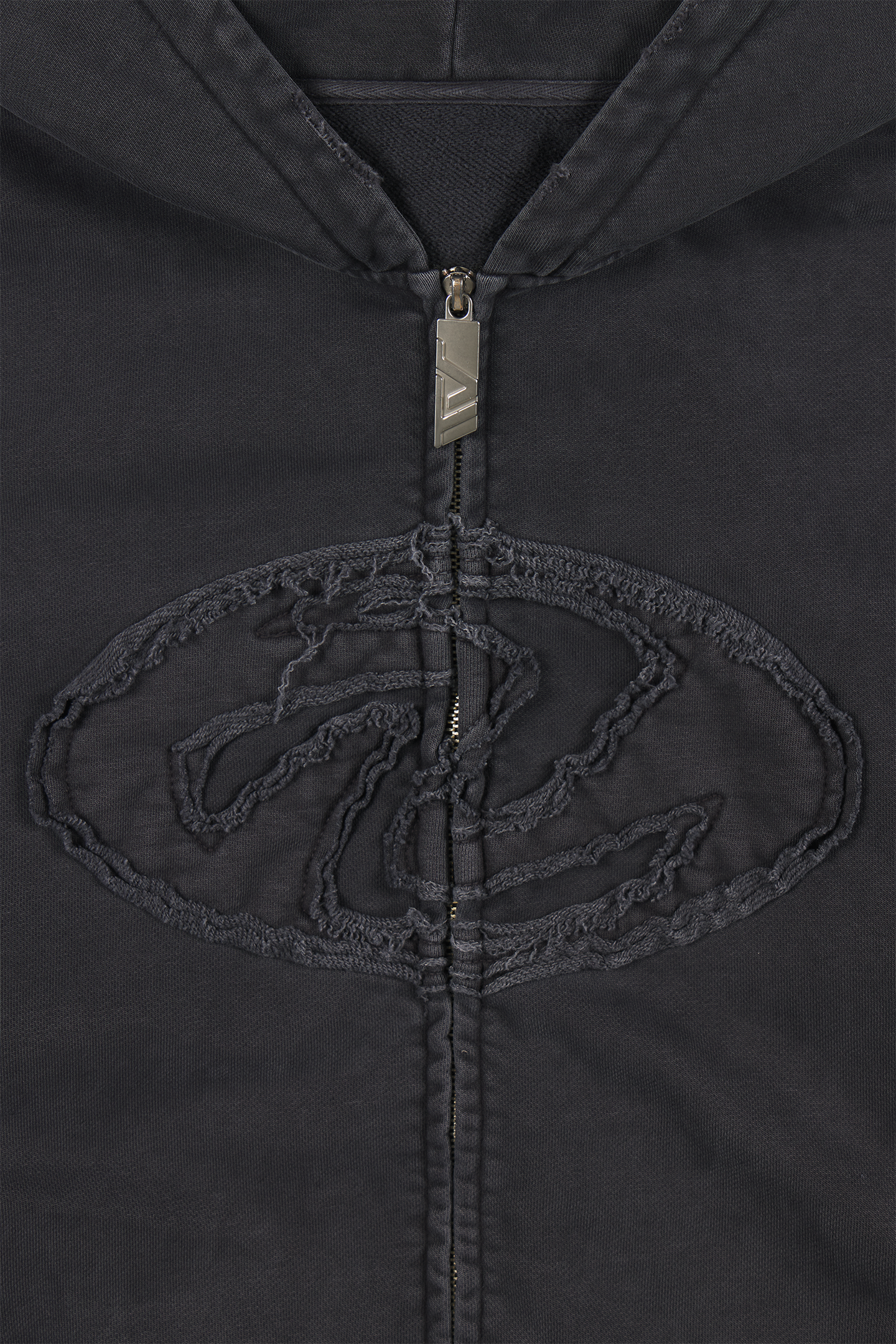 Black Patched Logo Zip Hoodie