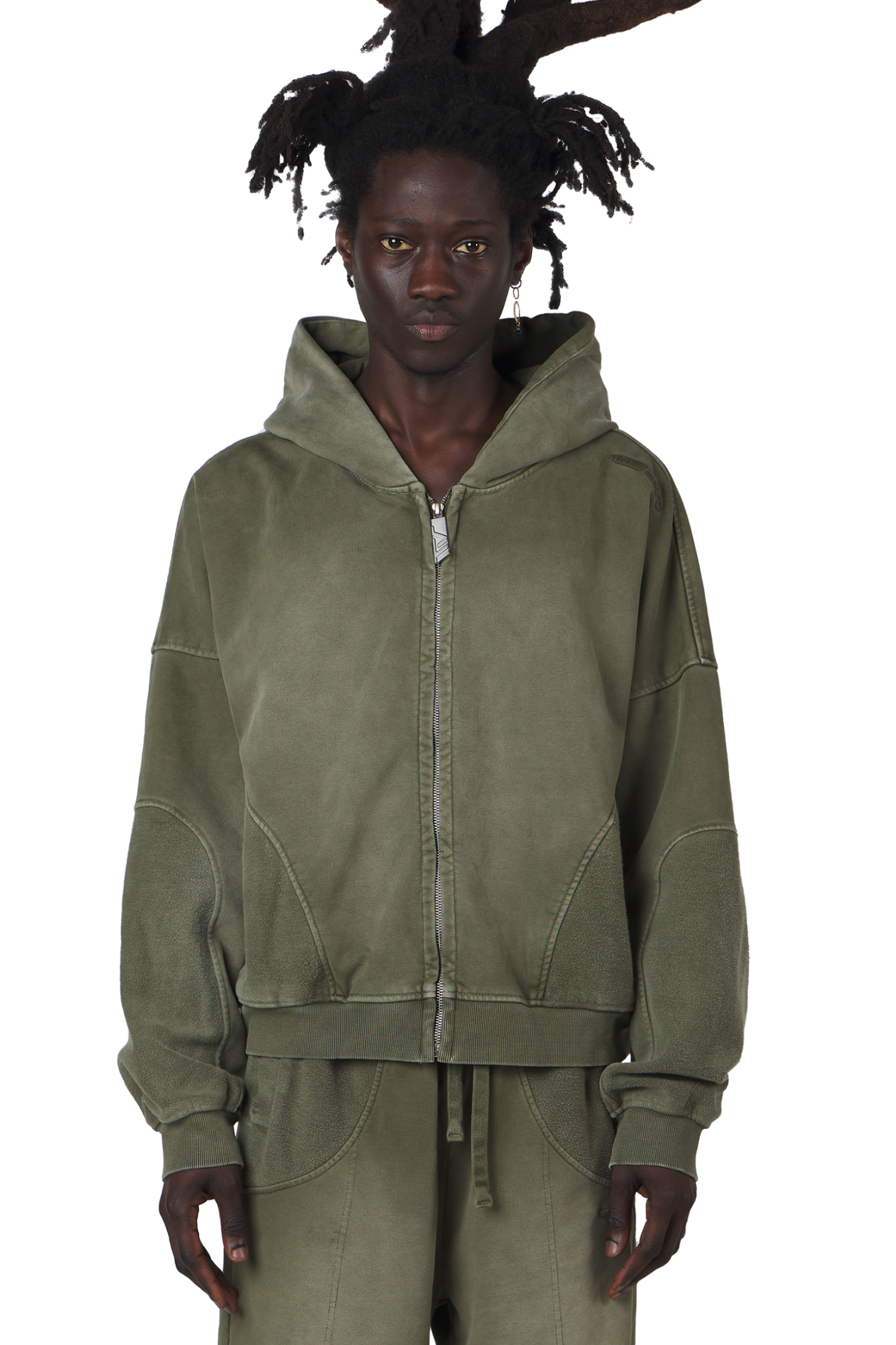 Burnt Olive Zip Hoodie