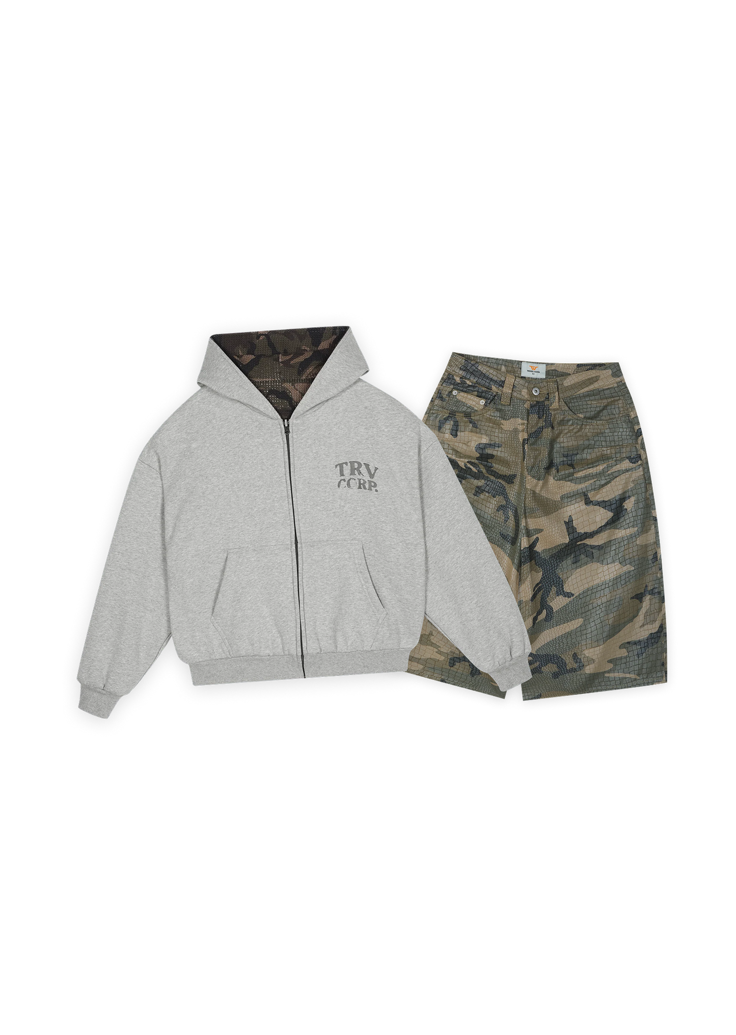 Reversible Camo Zip-Hoodie x Reptile Camo Shorts