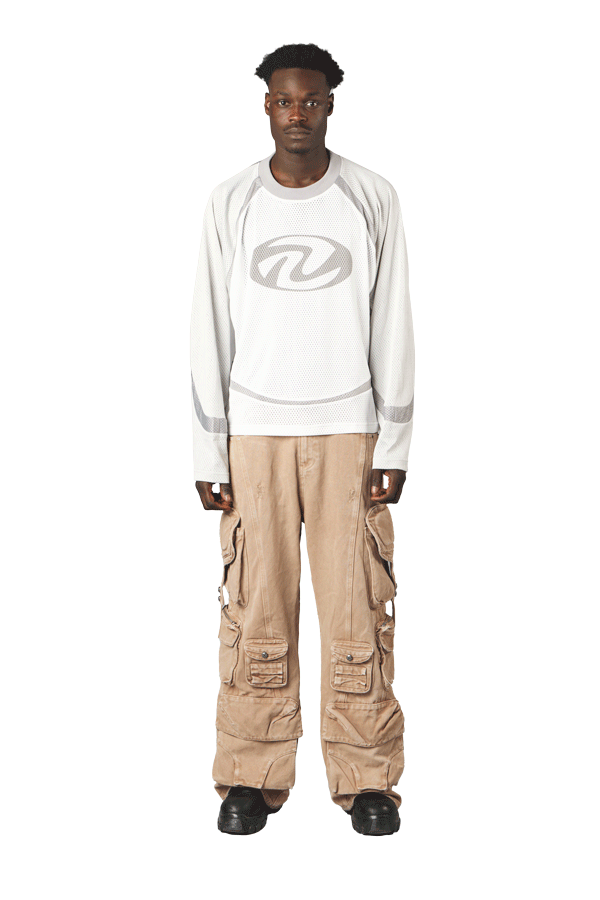 Grey Mesh Long Sleeve