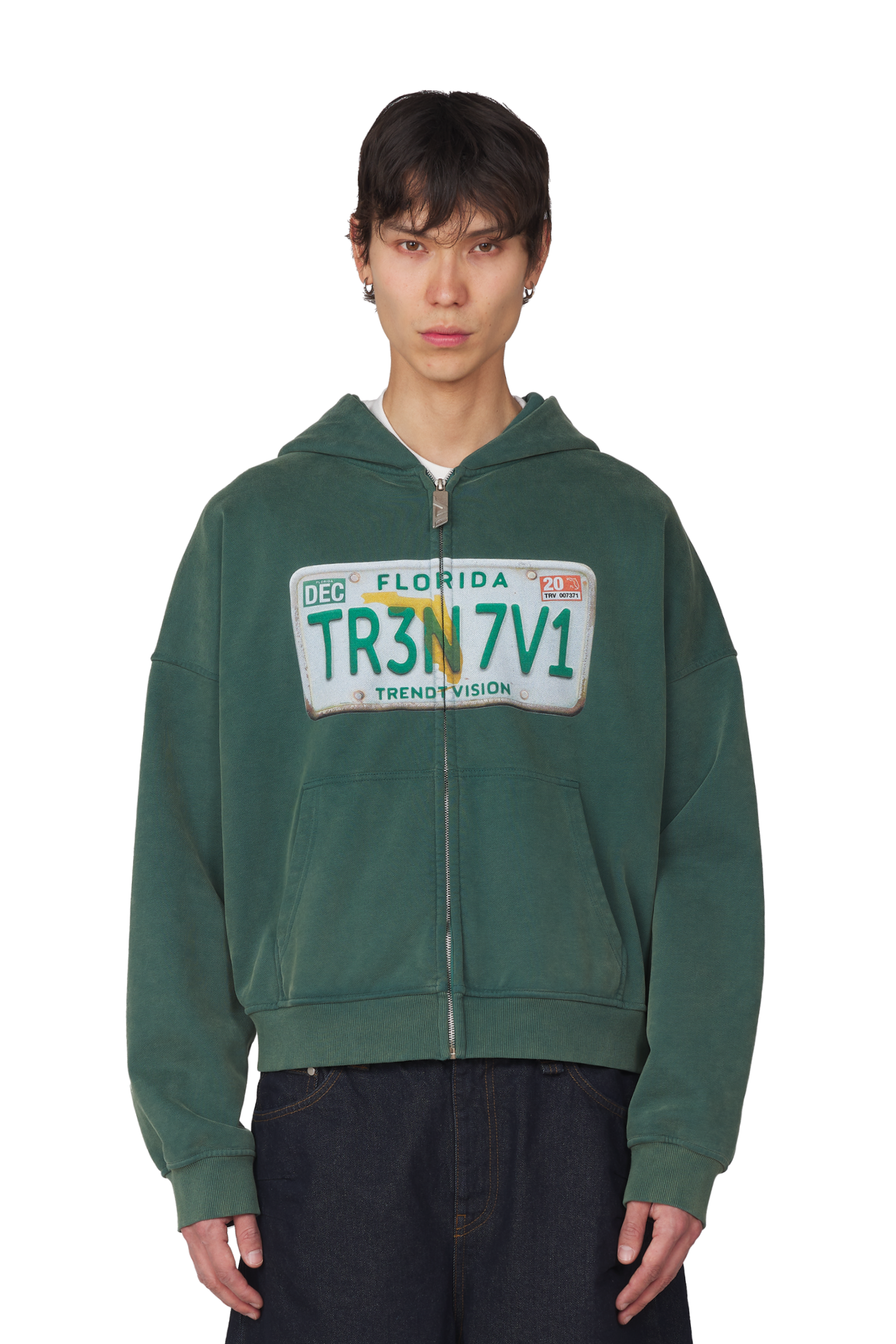 License Plate Zip Hoodie Forest Green