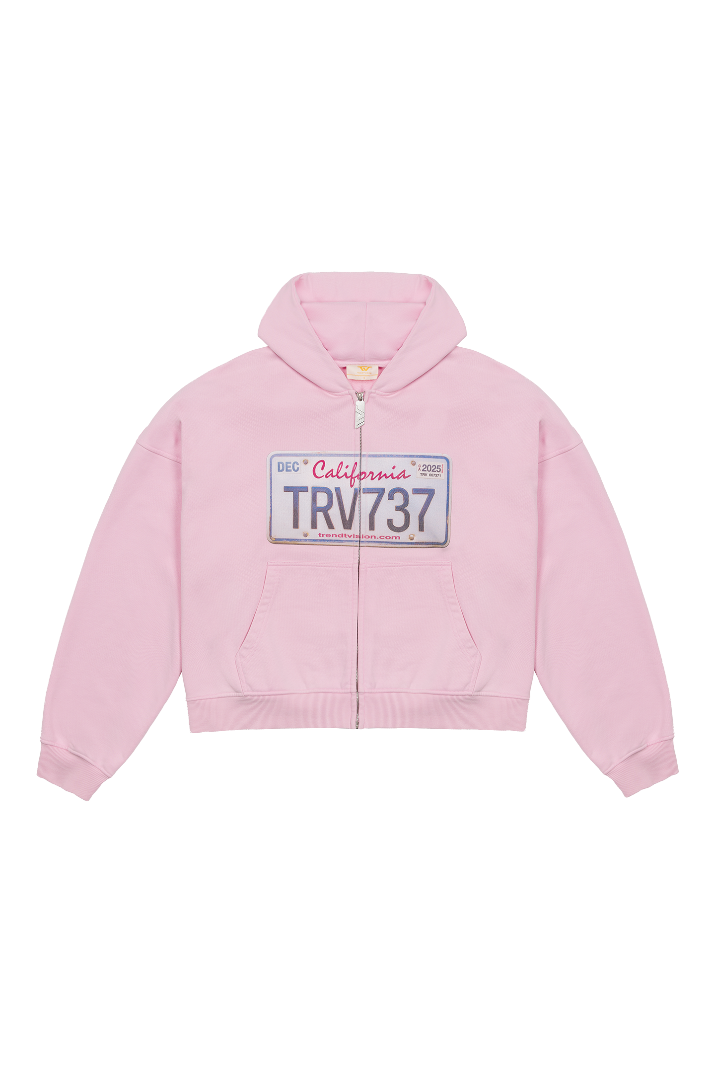 License Plate Zip Hoodie Pink