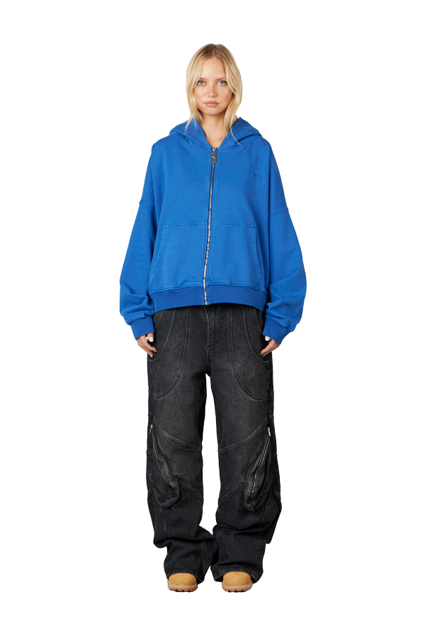 Blue Logo Zip Hoodie