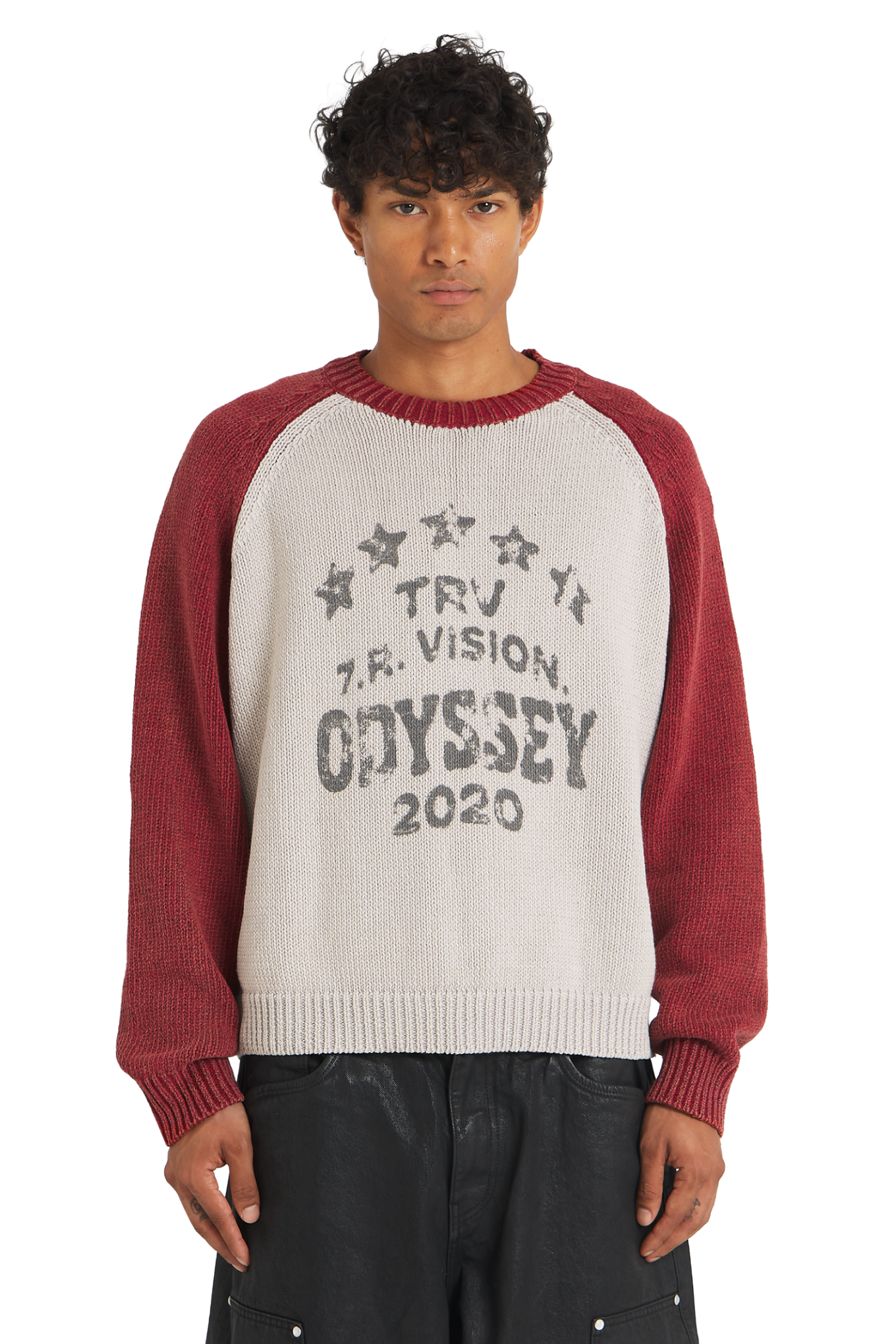 OnBody-RaglanKnitSweaterRed. OnBody-RaglanKnitSweaterRed.