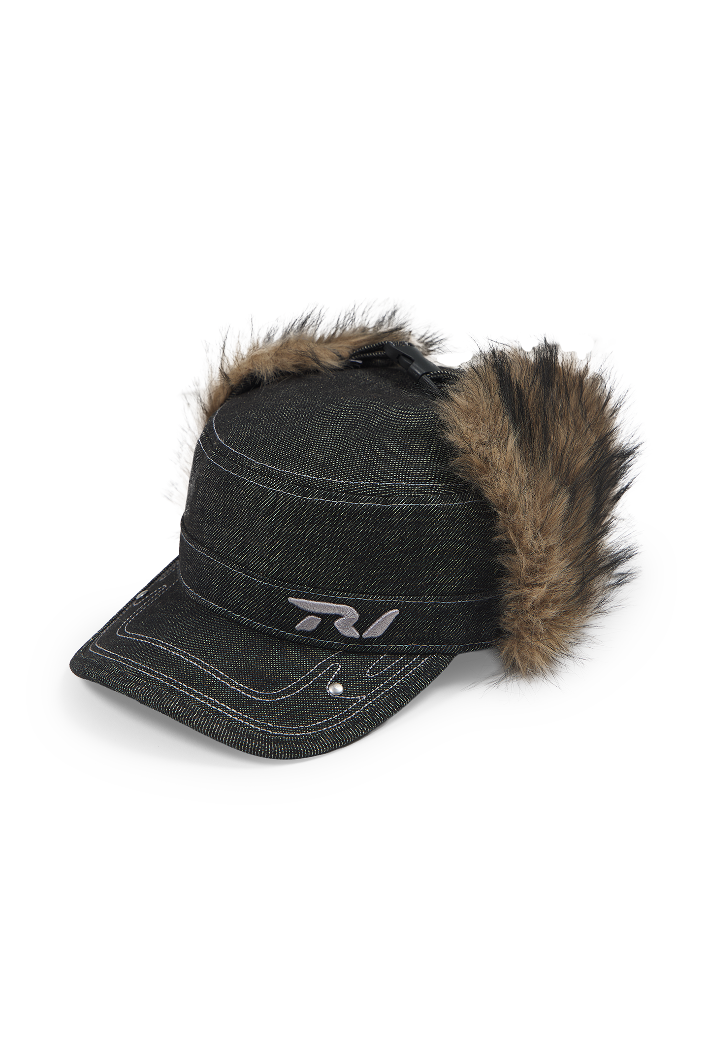 Raw Denim Fur Cap
