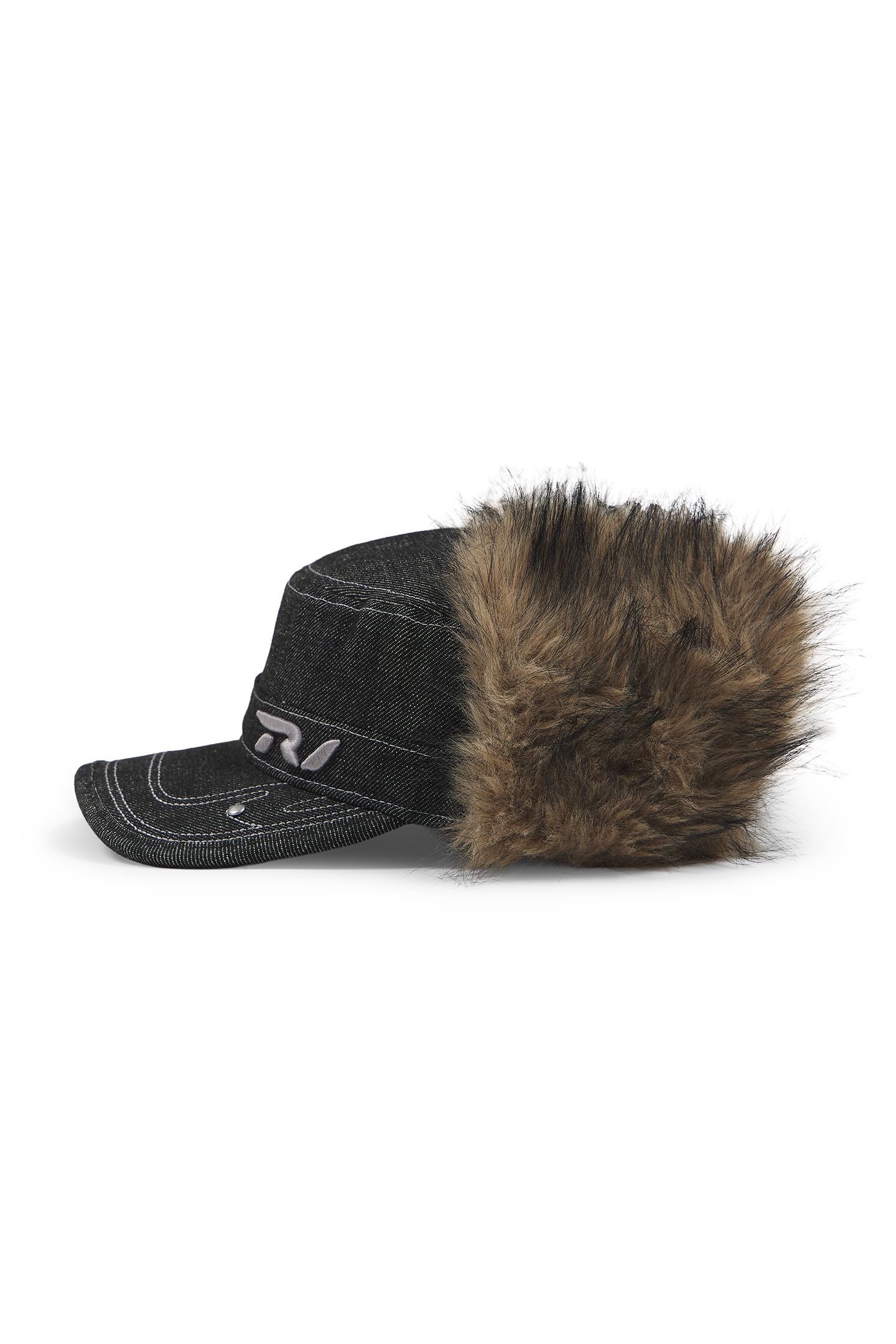 Raw Denim Fur Cap