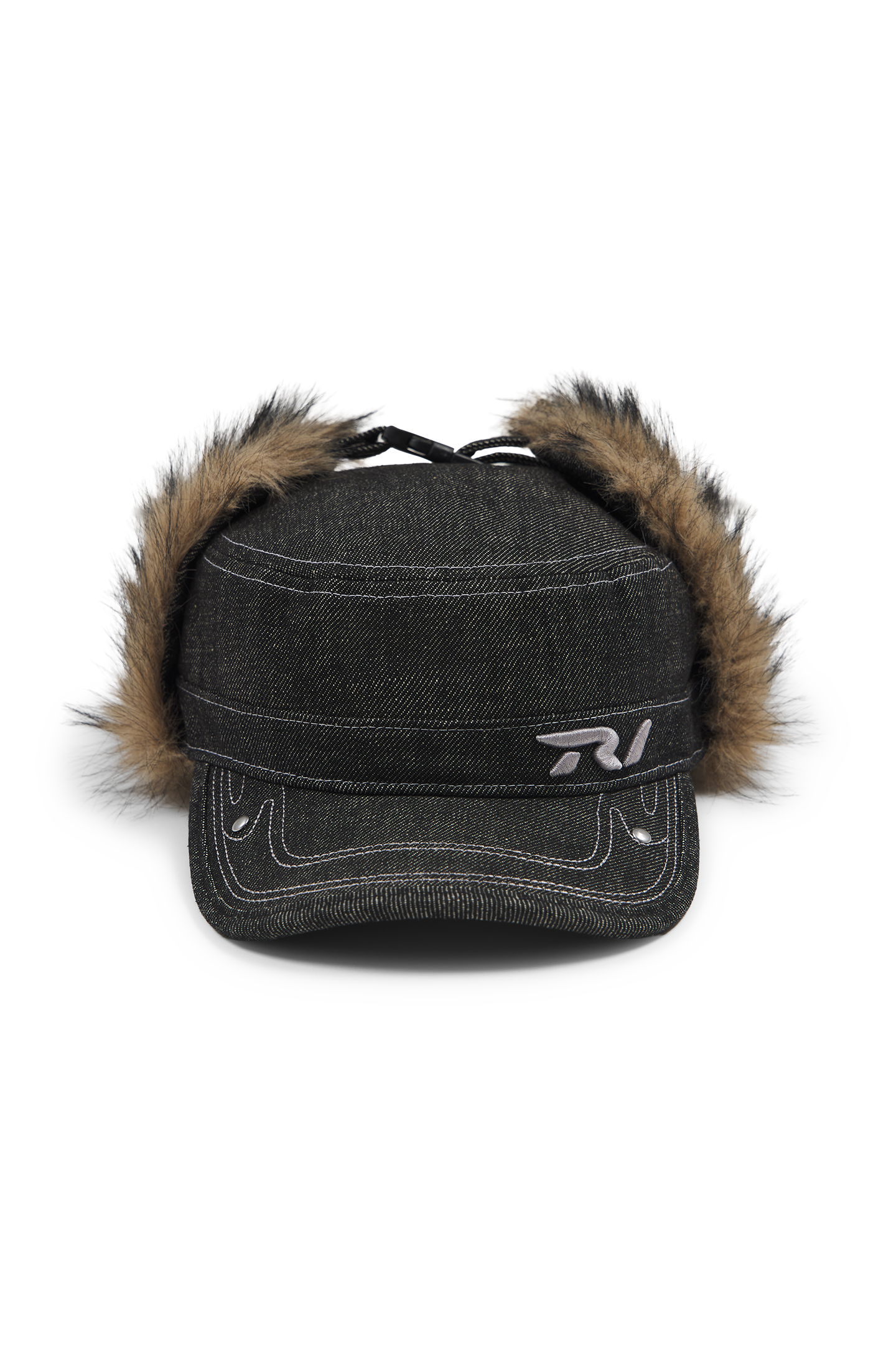 Raw Denim Fur Cap