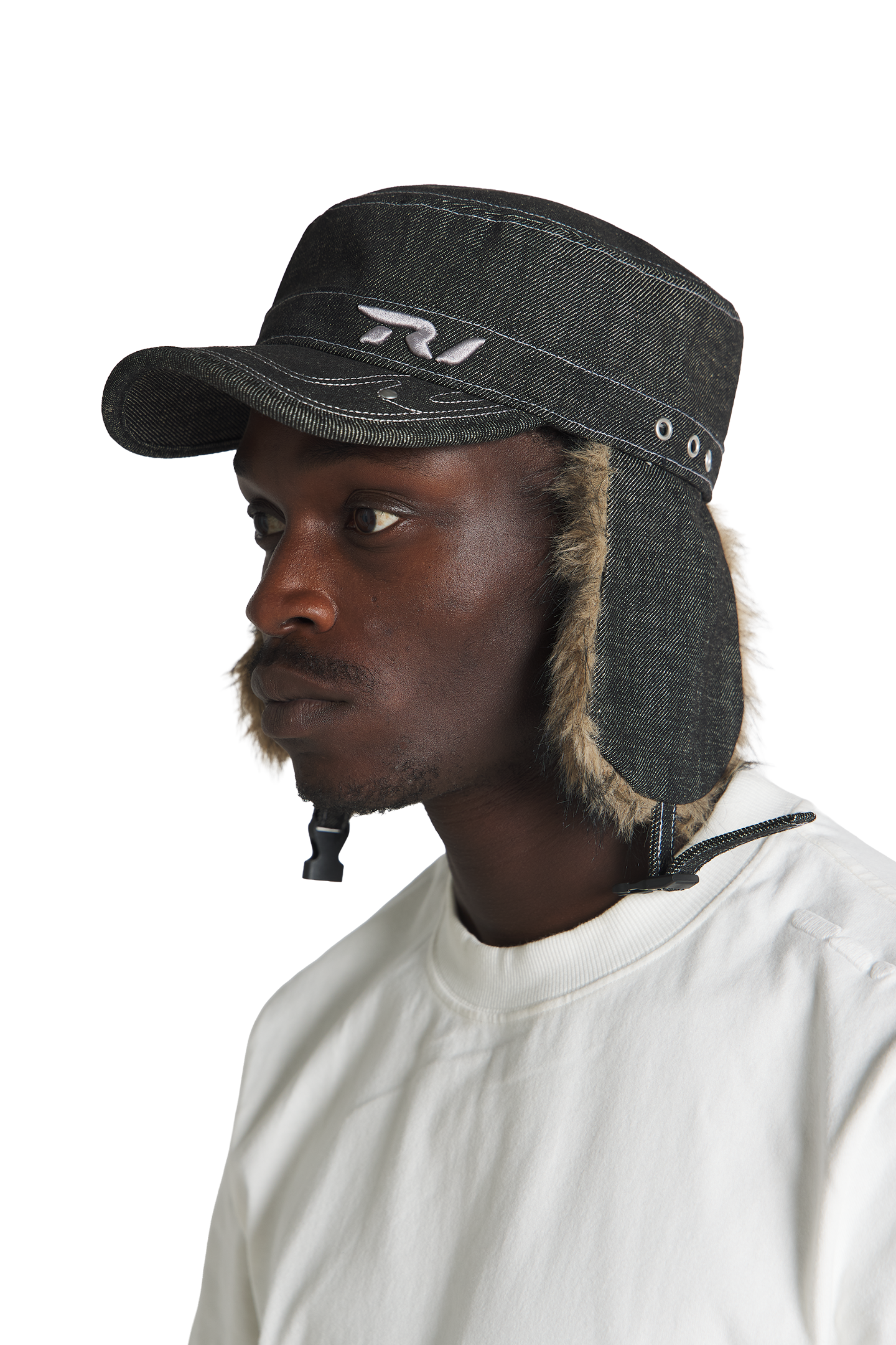 Raw Denim Fur Cap