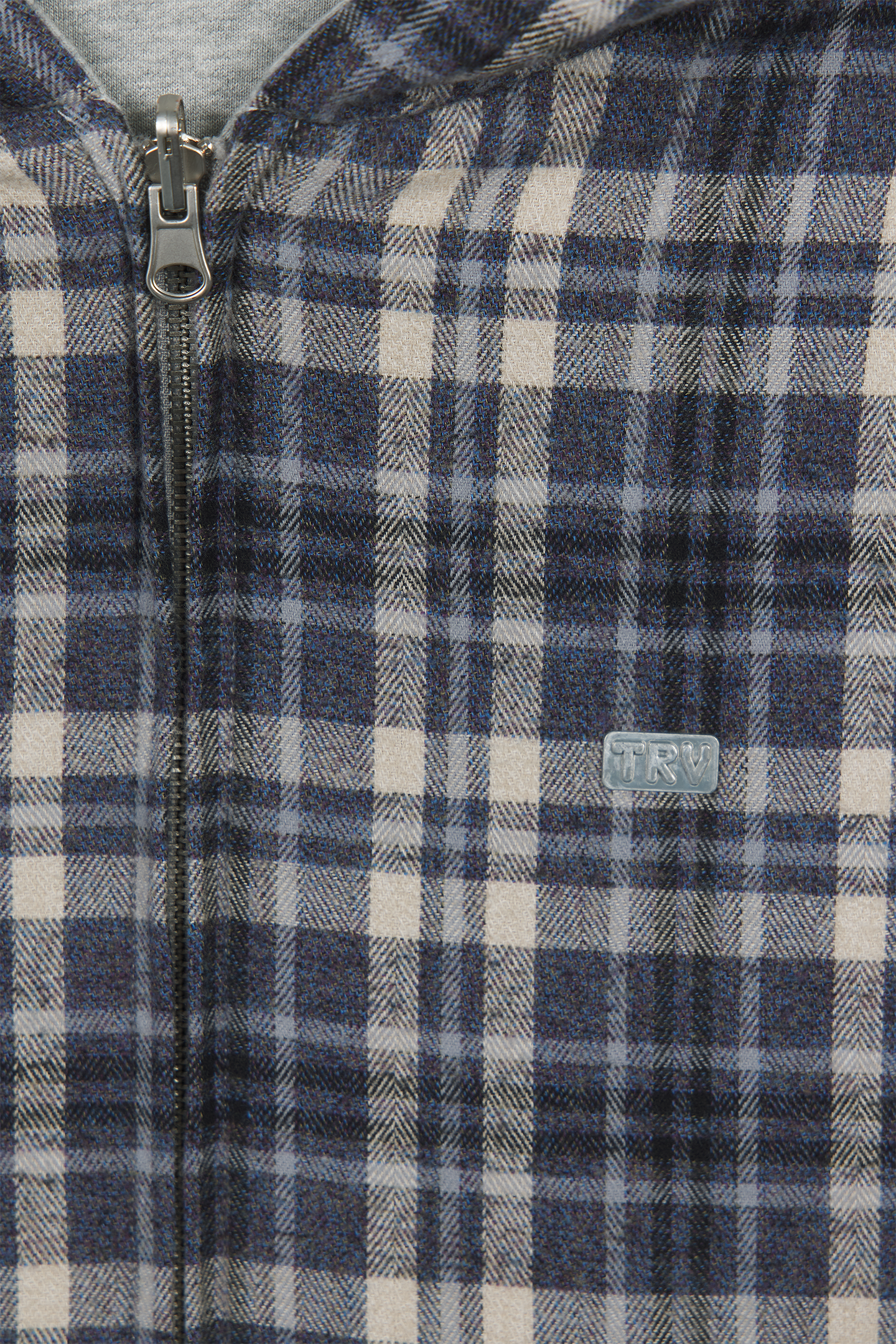 Reversible Flannel Zip-Hoodie Grey Blue