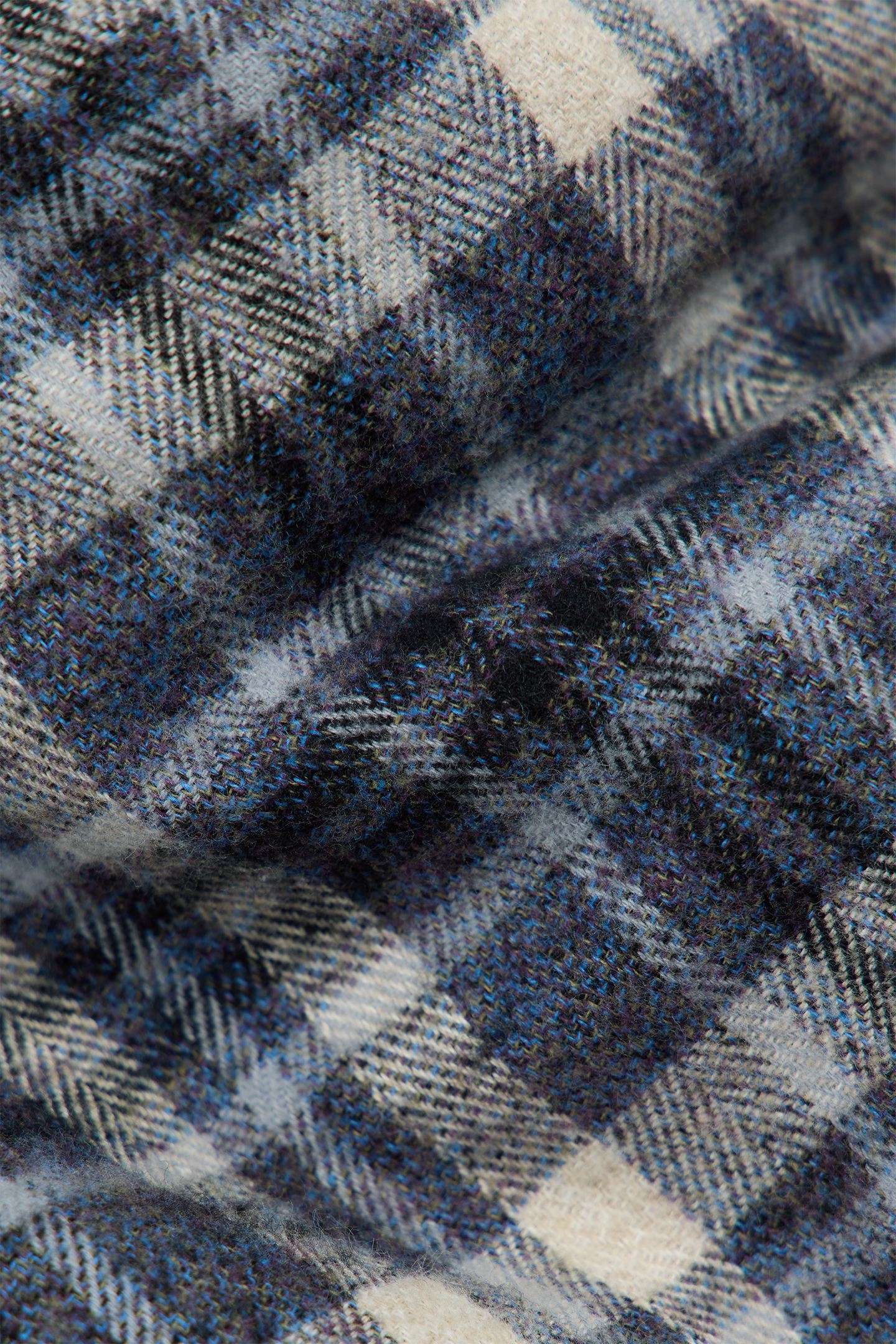 Reversible Flannel Zip-Hoodie Grey Blue