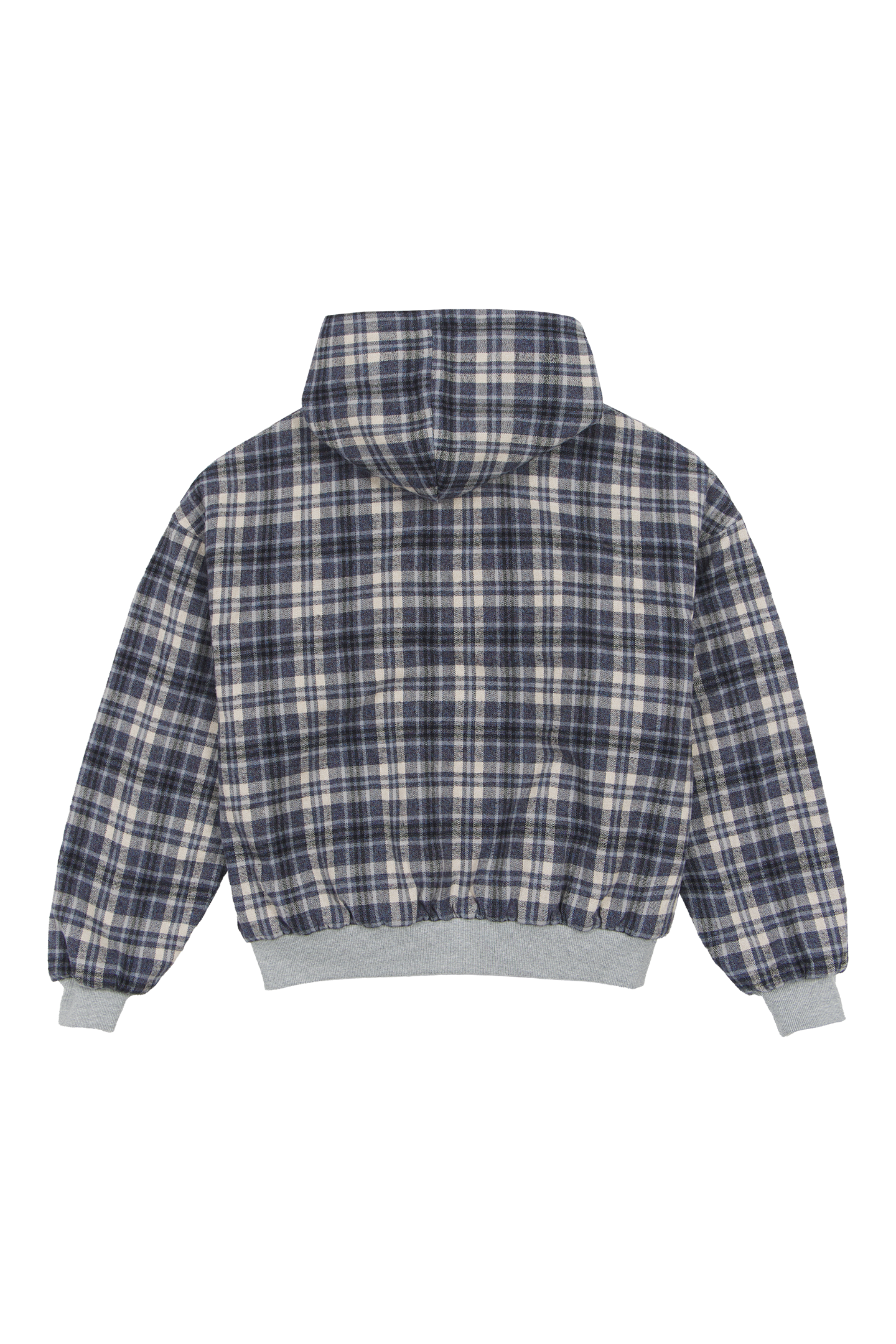 Reversible Flannel Zip-Hoodie Grey Blue