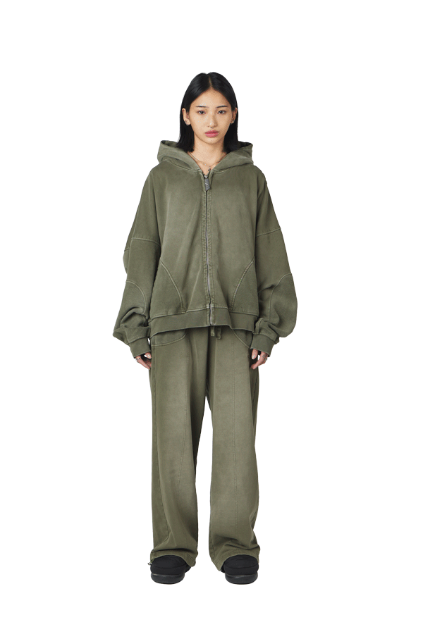 Burnt Olive Zip Hoodie