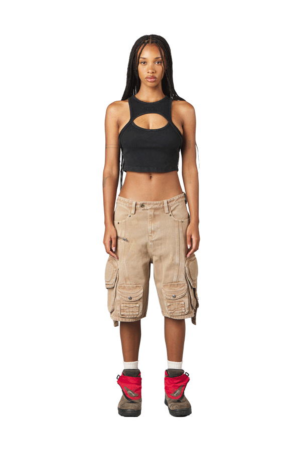 Black "Echoes" Crop Top