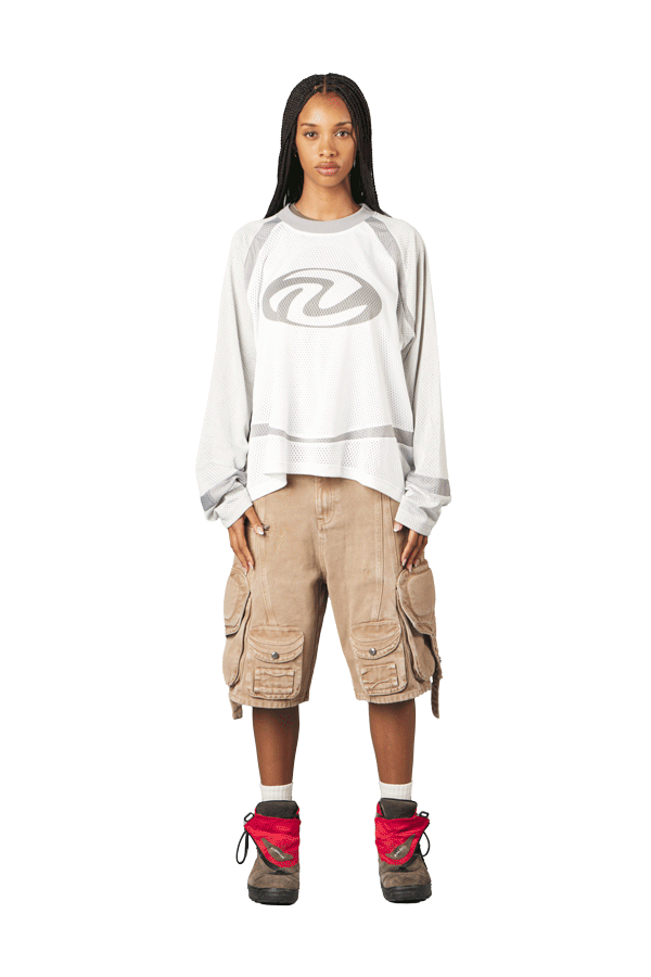 Grey Mesh Long Sleeve
