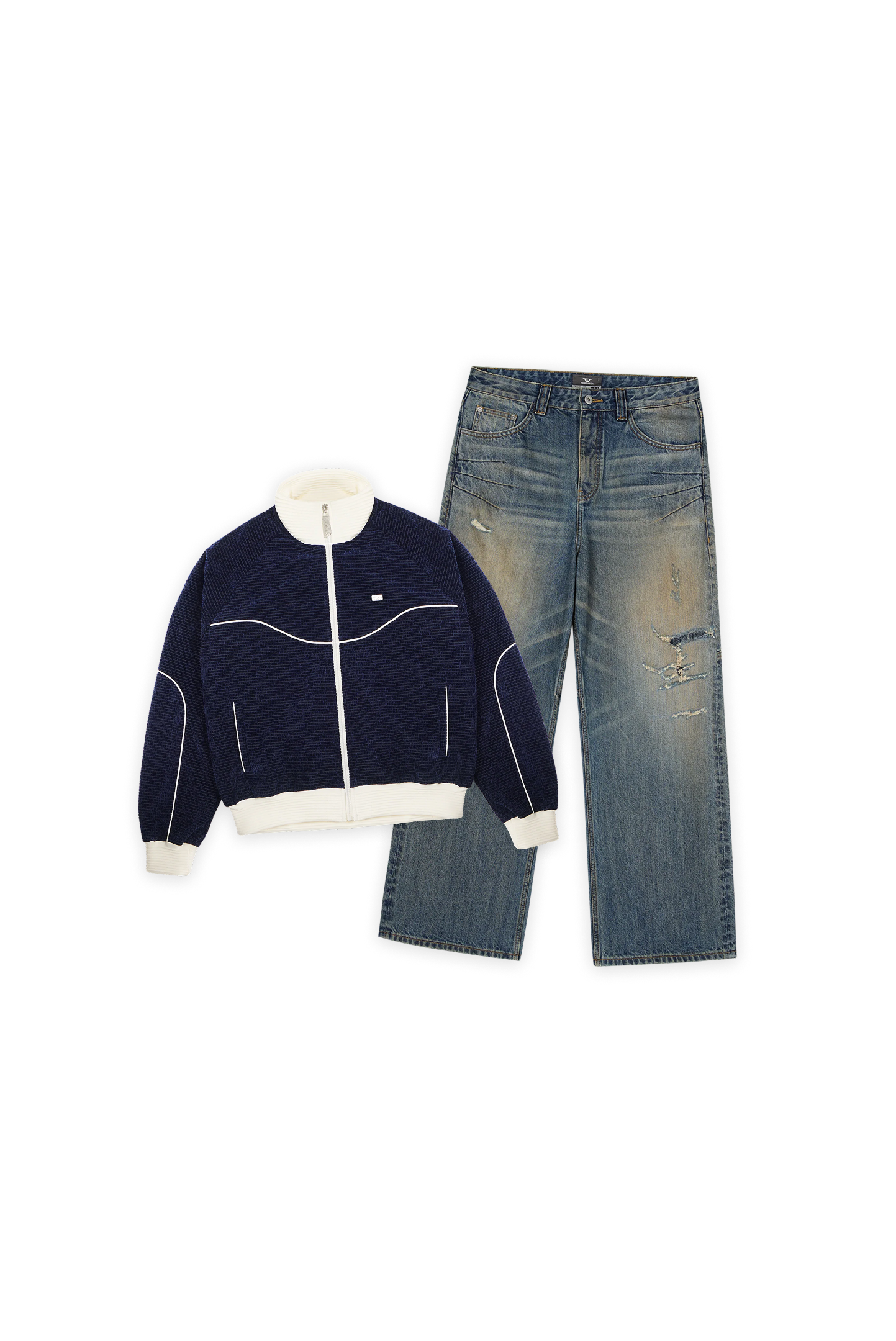 Velour Track Jacket Blue x Scar Denim Sand Blue