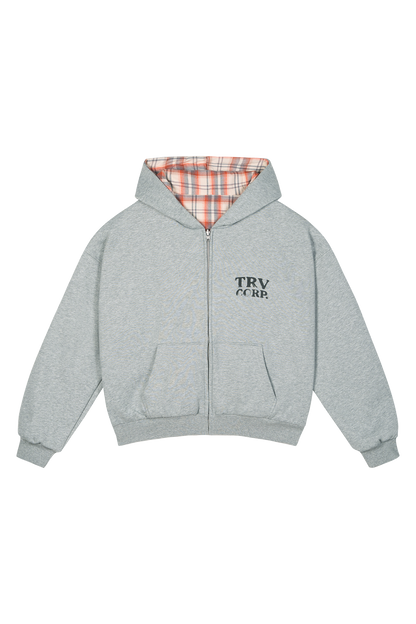 Reversible Flannel Zip-Hoodie Orange