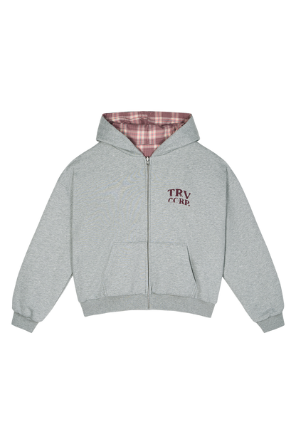 Reversible Flannel Zip-Hoodie Pink