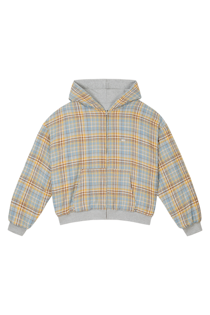 Reversible Flannel Zip-Hoodie Yellow