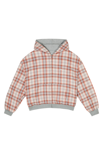 Reversible Flannel Zip-Hoodie Orange