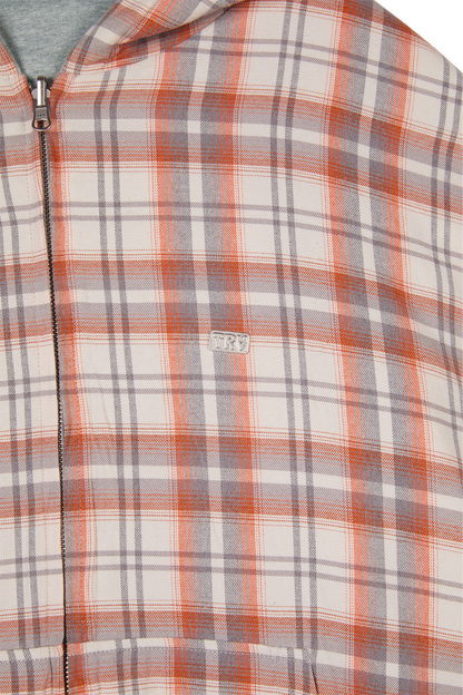 Reversible Flannel Zip-Hoodie Orange