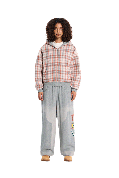 Reversible Flannel Zip-Hoodie Orange