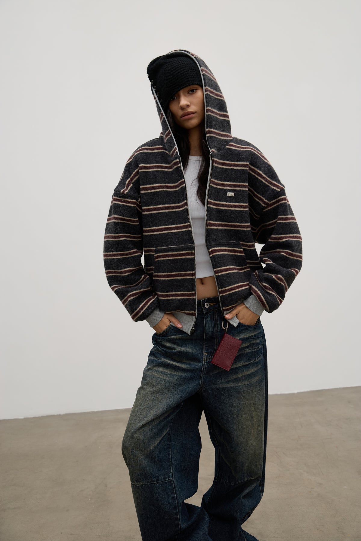 Reversible Striped Zip-Hoodie