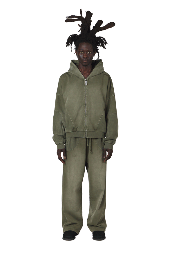 Burnt Olive Zip Hoodie