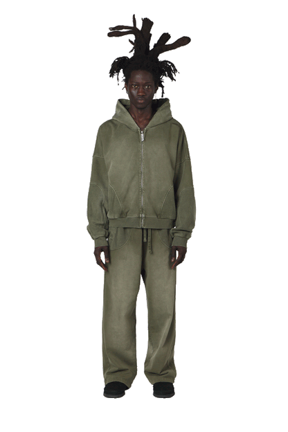 Burnt Olive Zip Hoodie