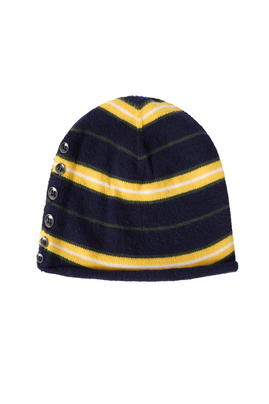 Striped Button Up Beanie