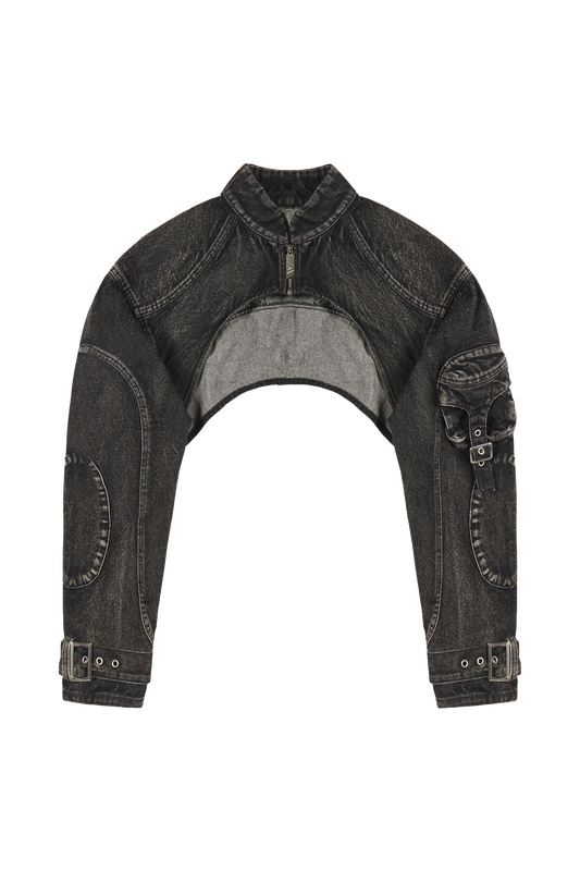 Black Cropped Denim Jacket