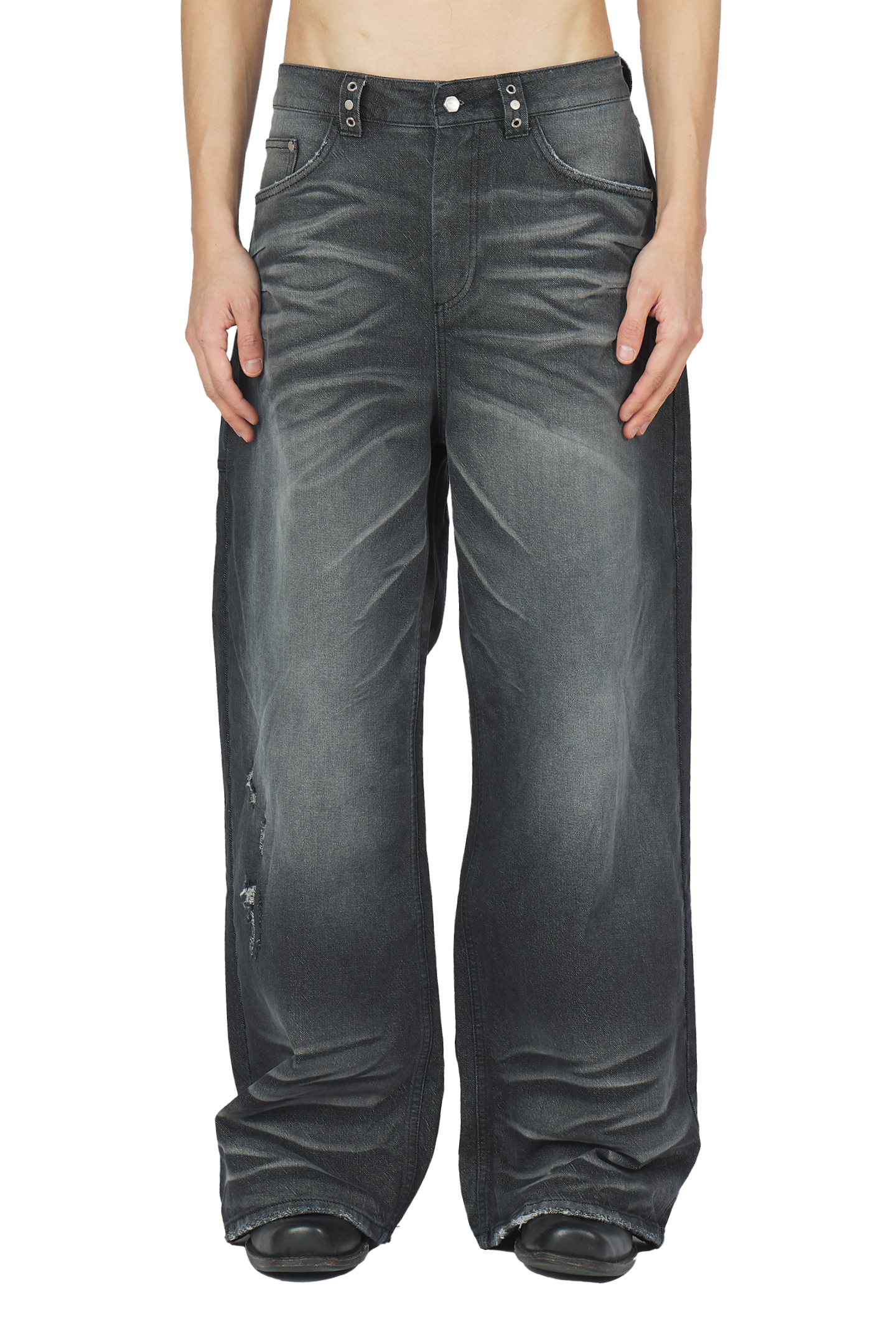 Black Whisker Denim Jeans