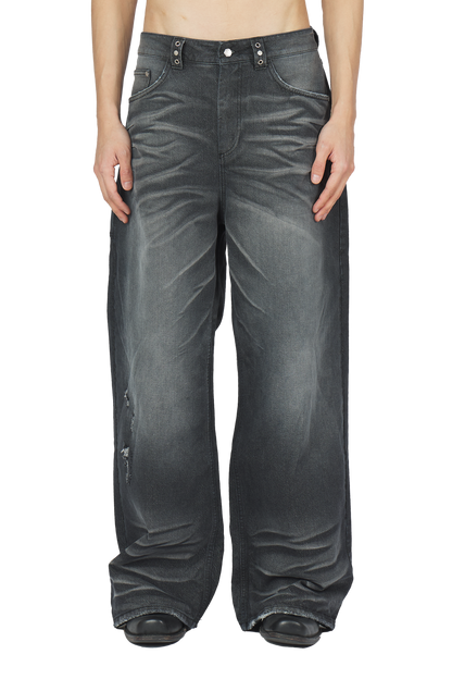 Black Whisker Denim Jeans