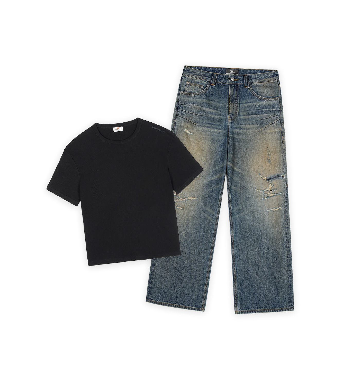 Scar Denim x Ribbed Tee Black Bundle