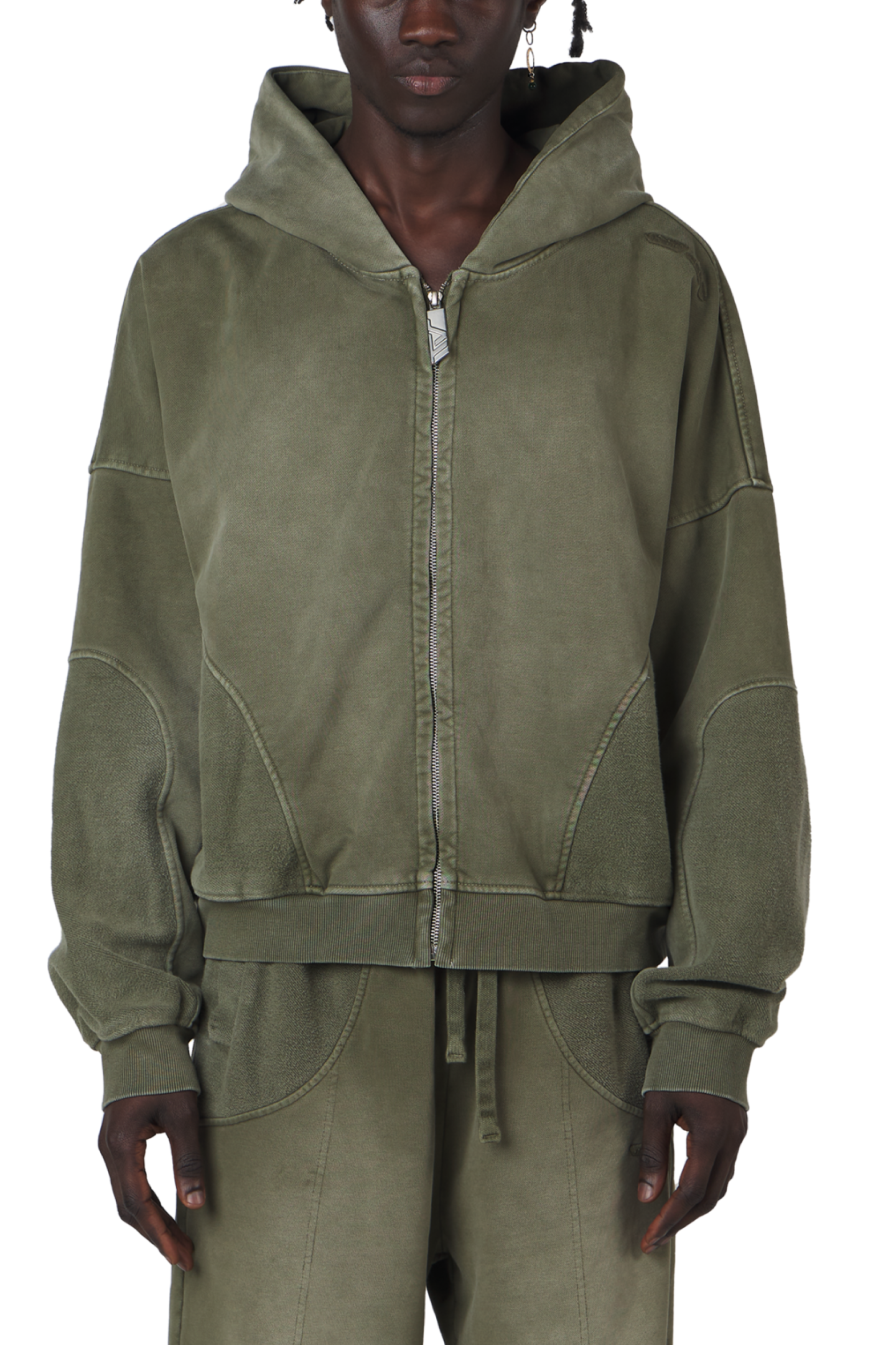 Burnt Olive Zip Hoodie