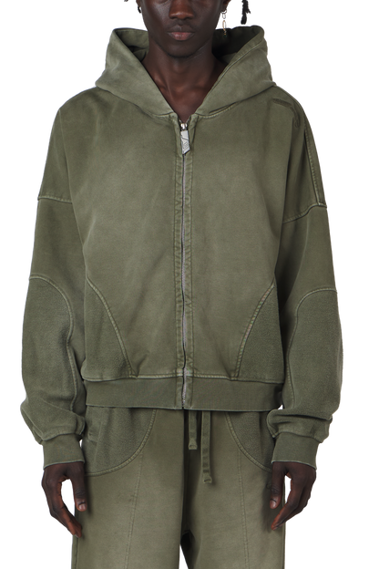 Burnt Olive Zip Hoodie