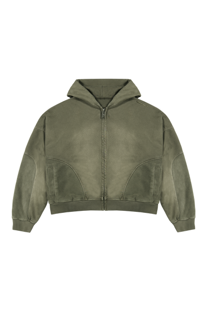 Burnt Olive Zip Hoodie