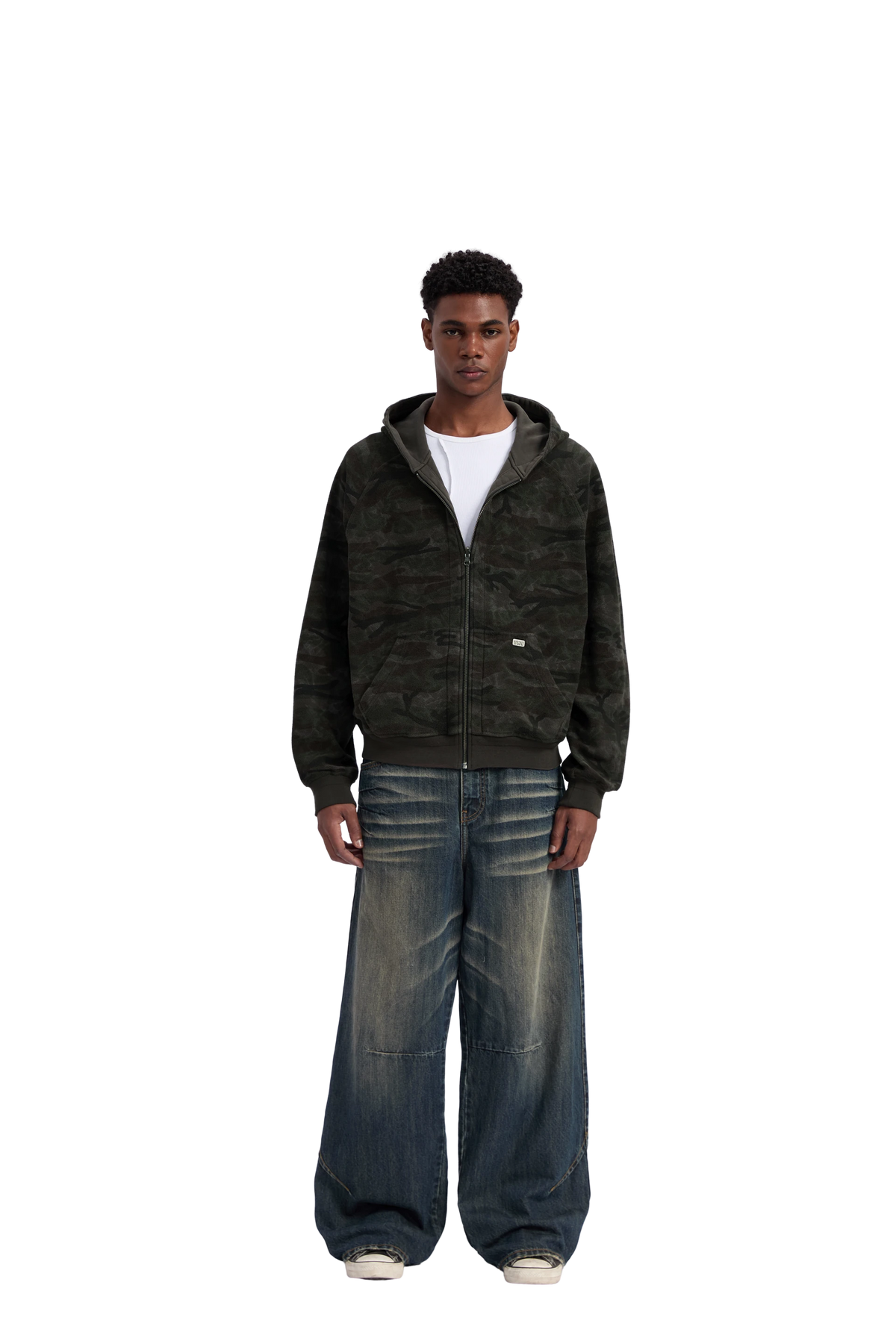 Reversible Camo Zip-Hoodie Stone