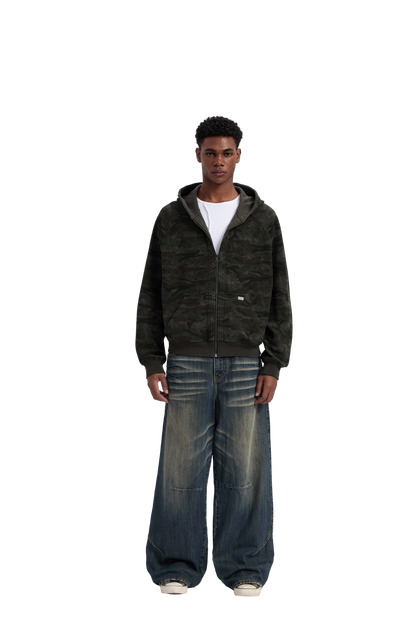 Reversible Camo Zip-Hoodie Stone