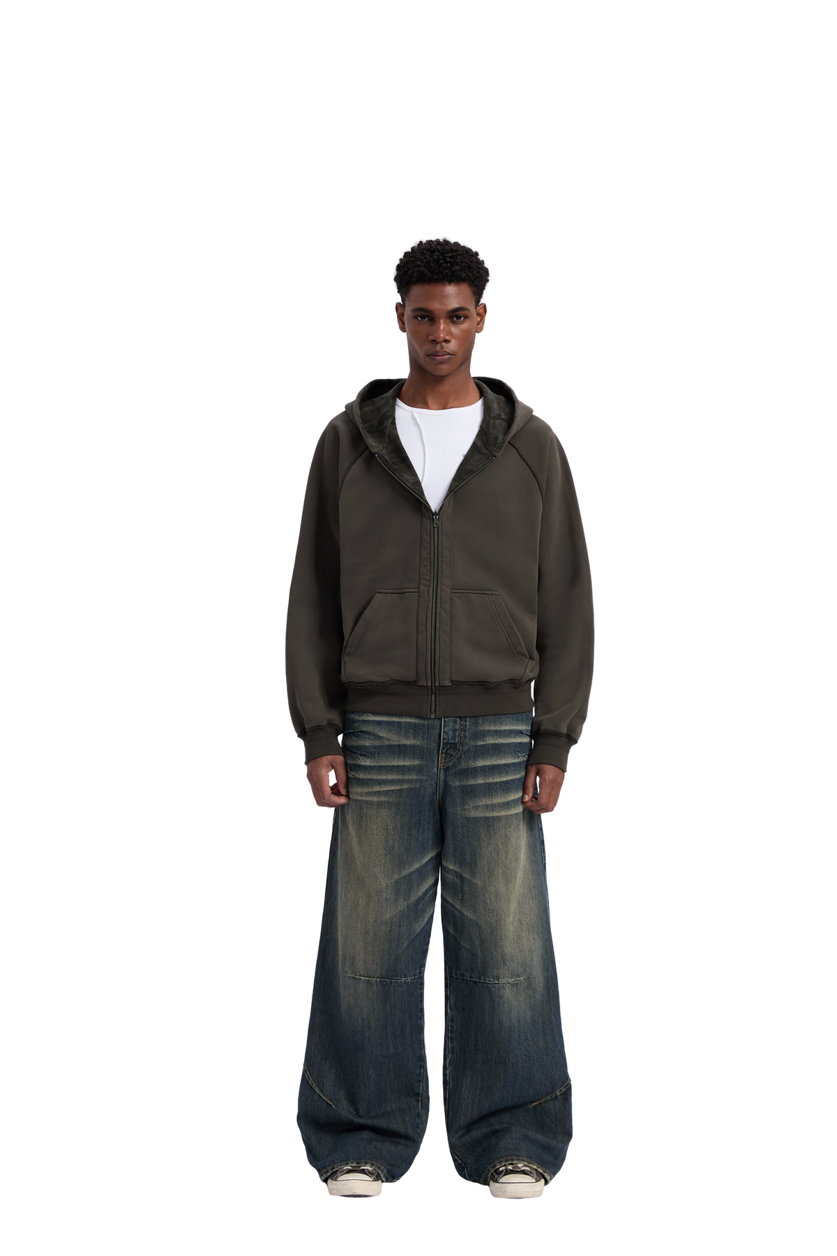 Reversible Camo Zip-Hoodie Stone