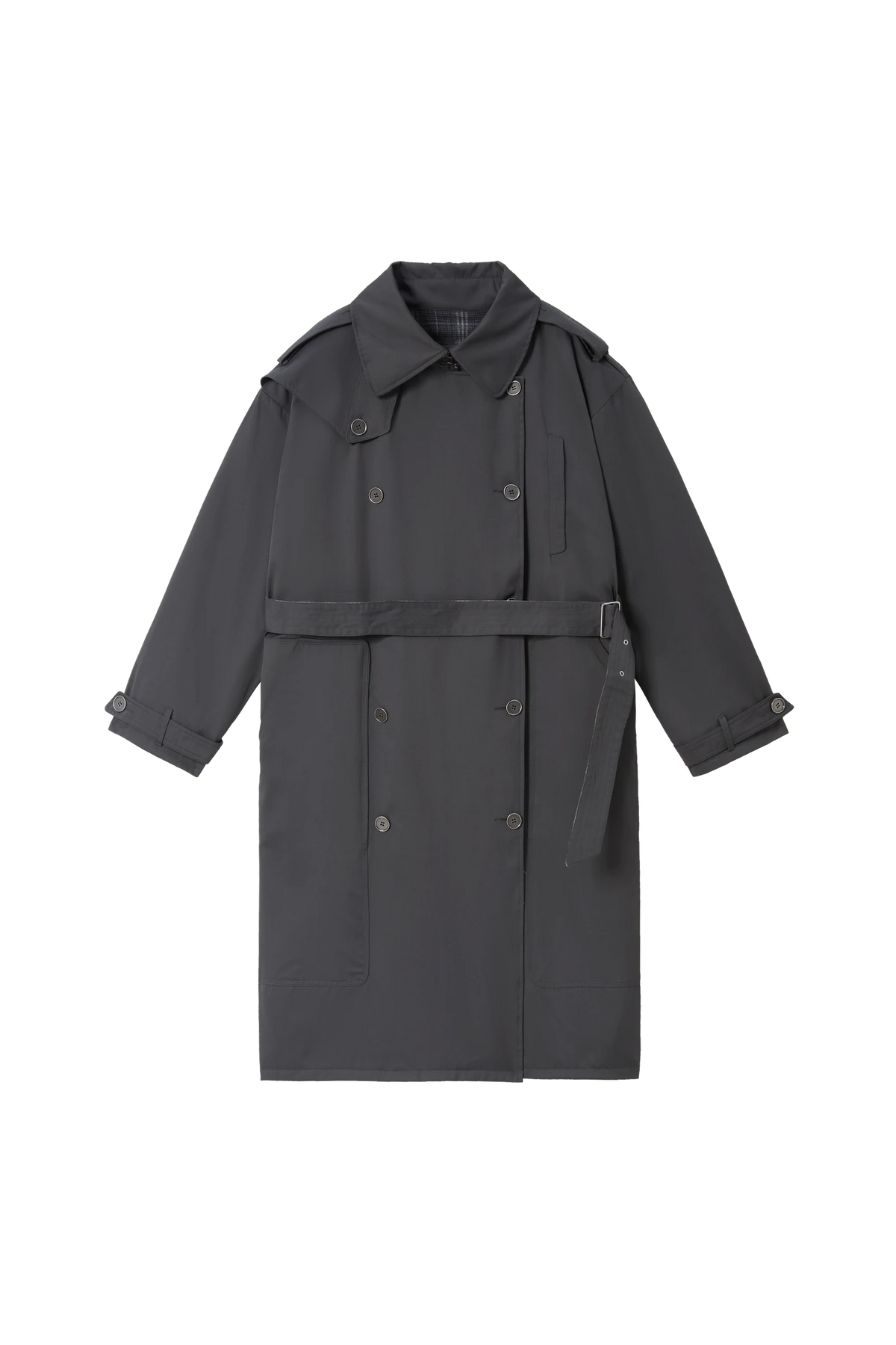Reversible Plaid Trench Coat