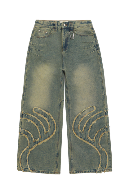 Blue Patched Denim Jeans