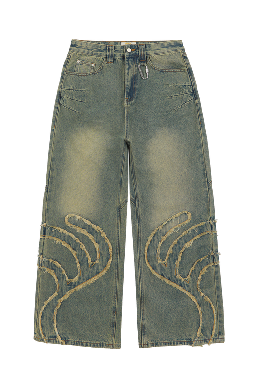 Blue Patched Denim Jeans