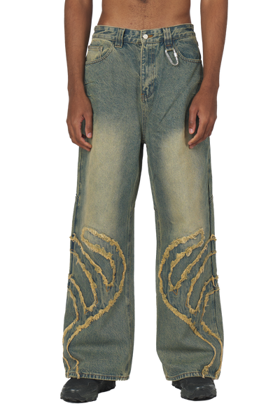 Blue Patched Denim Jeans – Trendt Vision