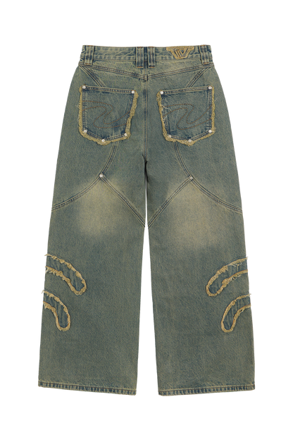 Blue Patched Denim Jeans