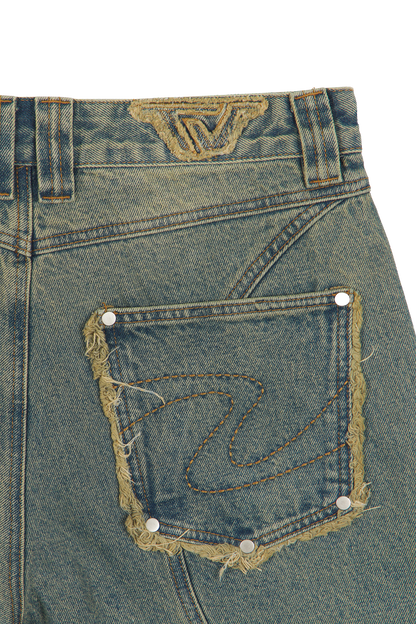 Blue Patched Denim Jeans