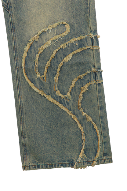 Blue Patched Denim Jeans