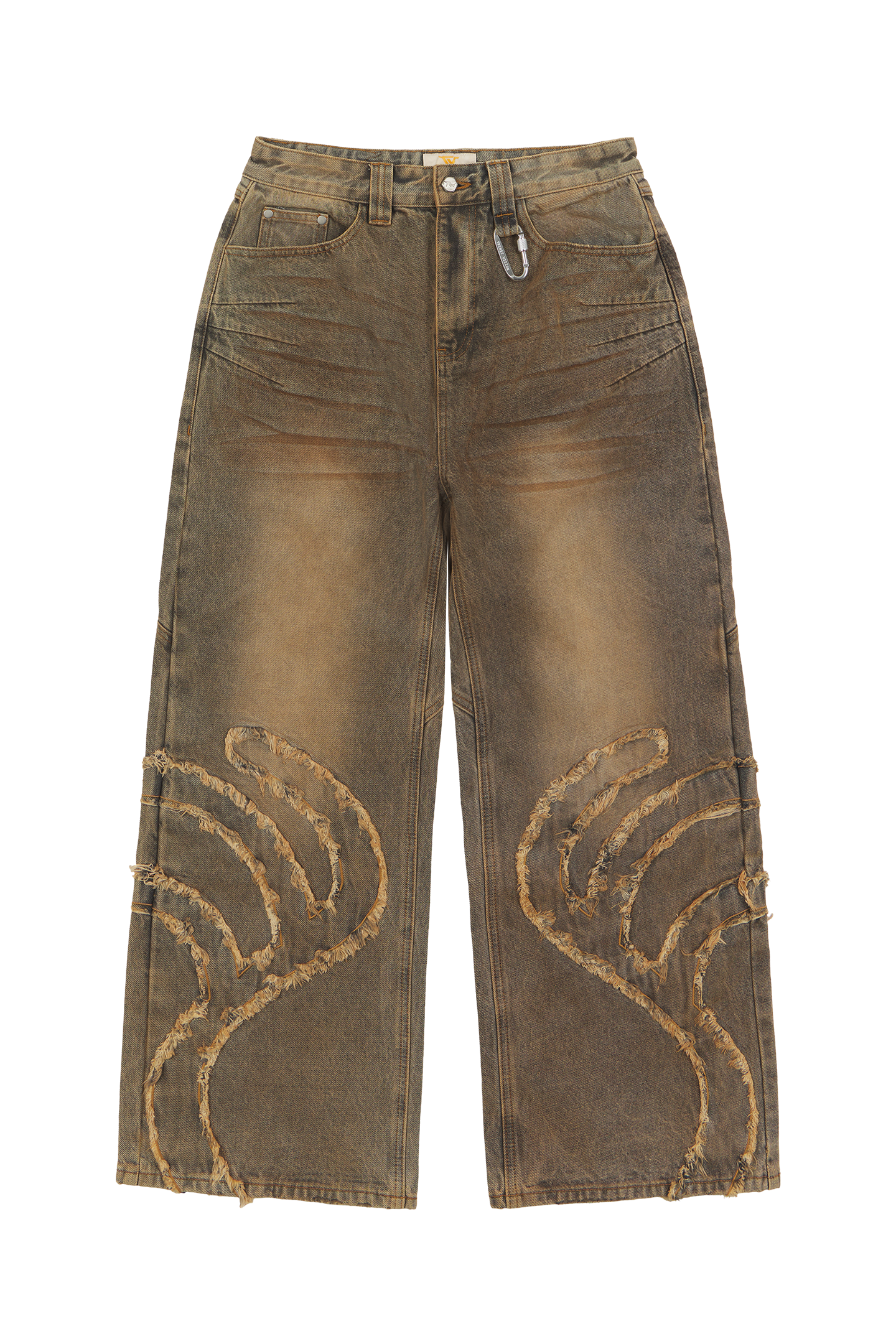 Rust Brown Patched Denim Jeans