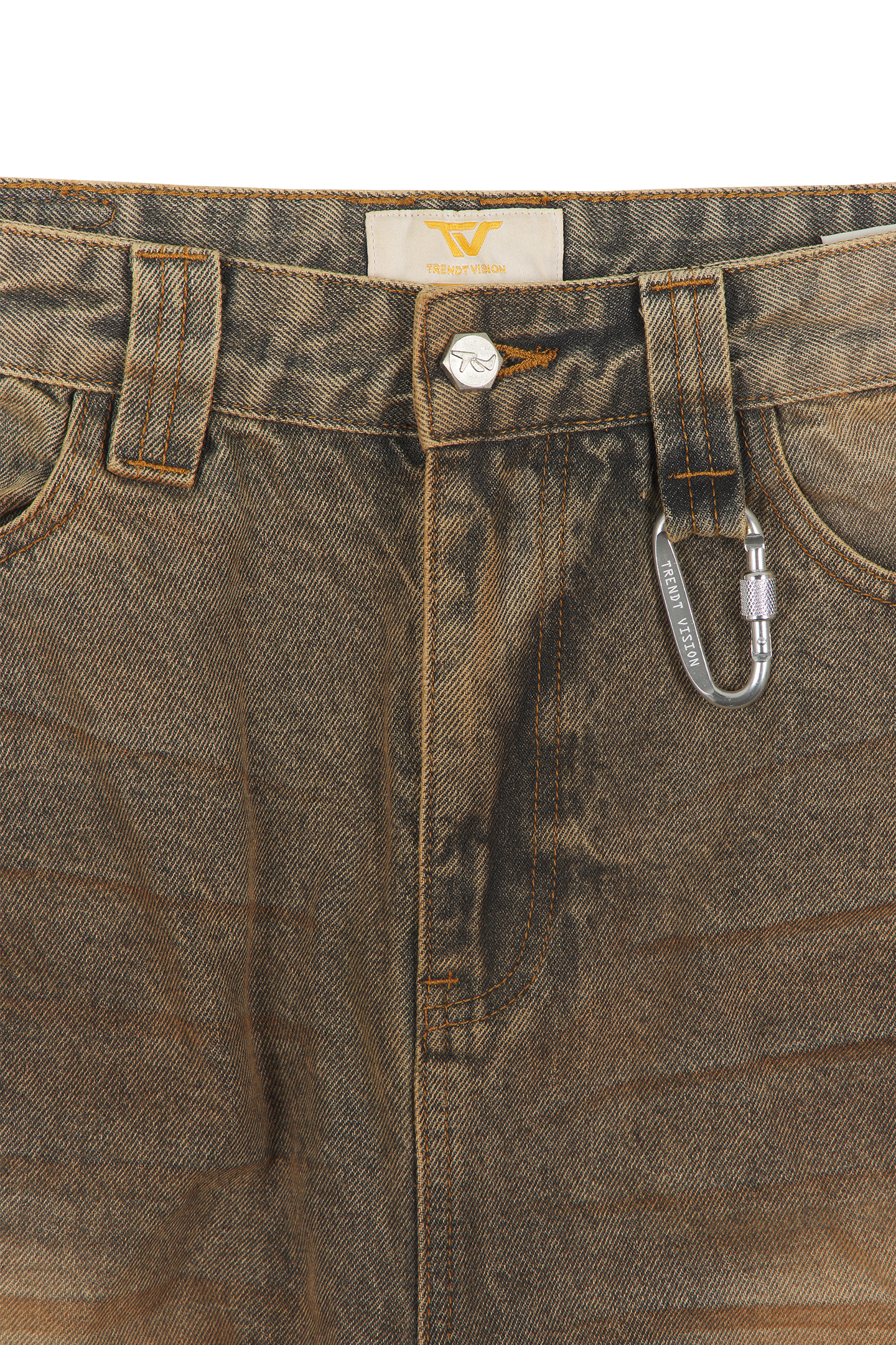 Rust Brown Patched Denim Jeans